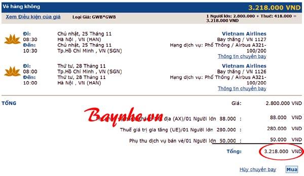 đặt vé máy bay vietnam airlines