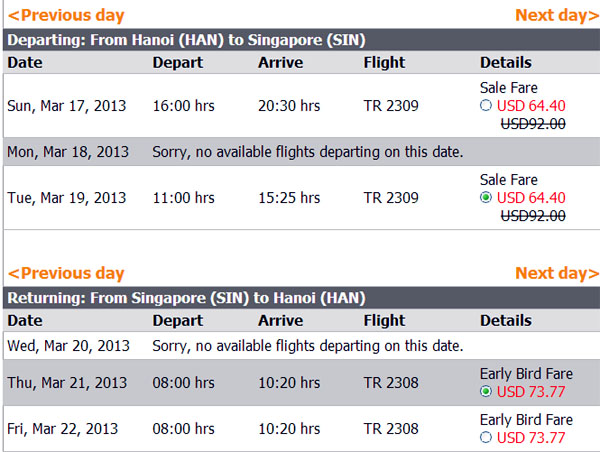 vé máy bay giá rẻ Tiger - vé rẻ đi Singapore