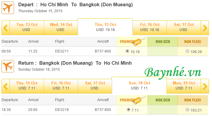 NokAir mo ban Nok Air mở bán vé siêu rẻ bay Bangkok tháng 10